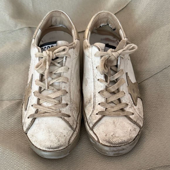 Golden Goose White and Silver Sneakers - Size 38 - Picture 1 of 12